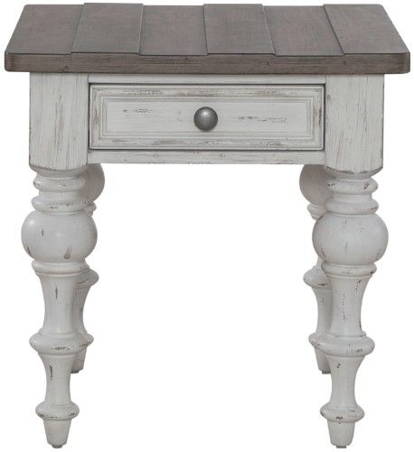 Liberty Furniture River Place Tobacco End Table with Riverstone White Base-2