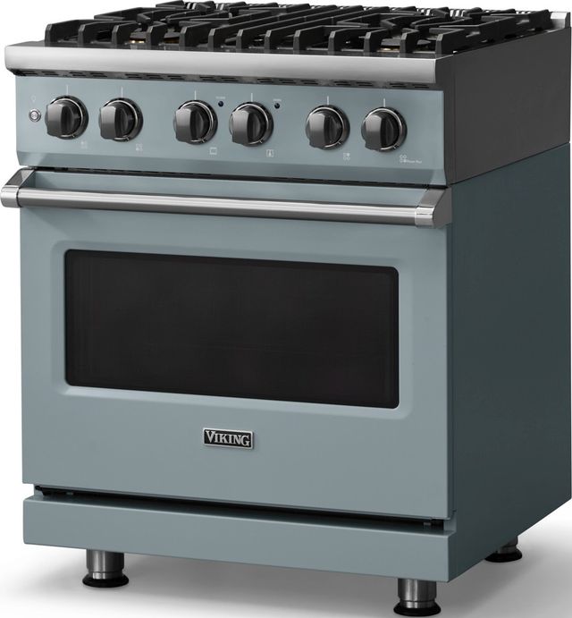 Viking® 5 Series 30" November Sky Pro Style Dual Fuel (NG) Range with Polished Chrome Trim-3