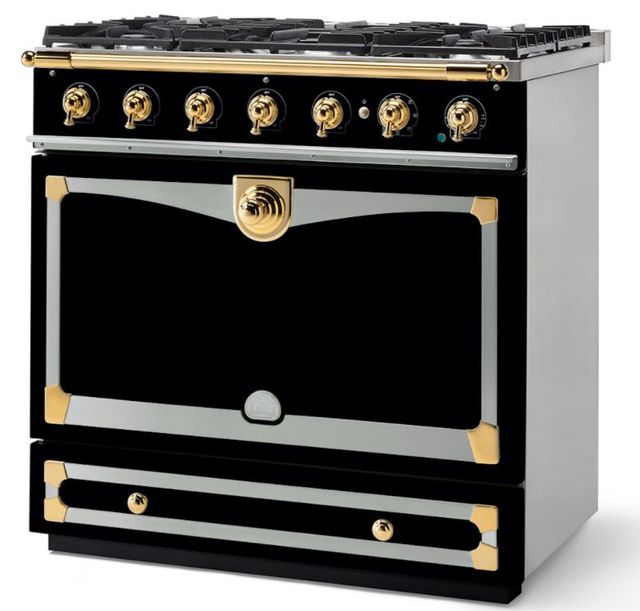 La Cornue CornuFe 90 36" Gloss Black Pro Style Dual Fuel Range-1