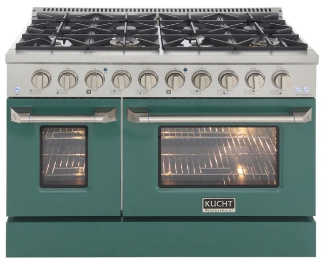Kucht Professional KDF Series 48" Stainless Steel Pro Style Dual Fuel Range with Green Door-0