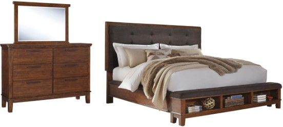 Signature Design by Ashley® Ralene 3-Piece Medium Brown King Upholstered Panel Bed Set-0