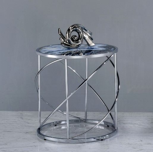 ACME Furniture Lyda Blue End Table with Chrome Base-1