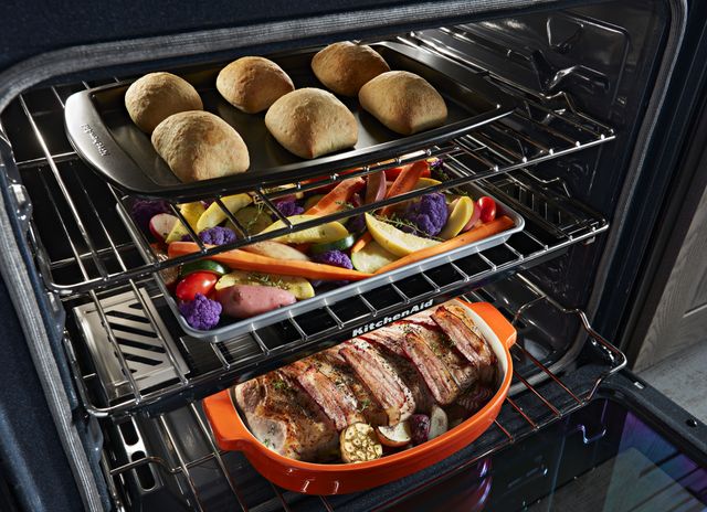 KitchenAid® 30" Black Stainless Steel with PrintShield™ Finish Slide In Gas Range-2