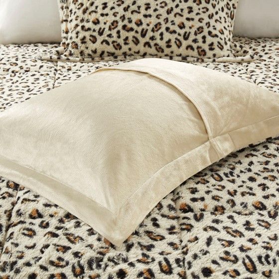 Olliix by Madison Park Zuri Cheetah King Faux Fur Comforter Set-3
