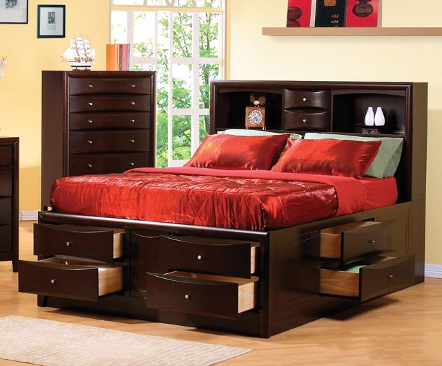 Coaster® Phoenix 5-Piece Deep Cappuccino Queen Bookcase Bedroom Set-1