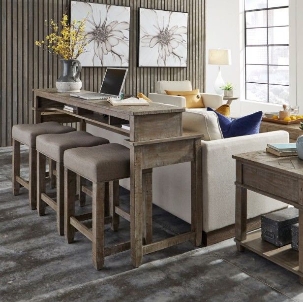 Liberty Furniture Parkland Falls Oatmeal/Weathered Taupe Upholstered Console Stool-2