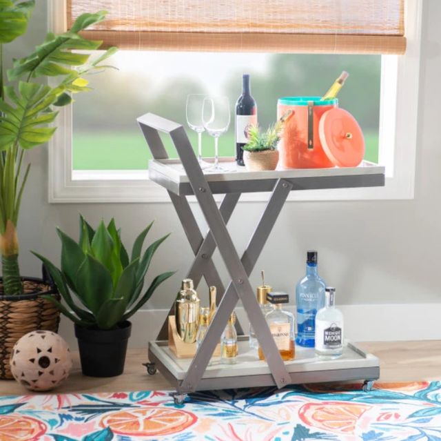 Powell® Ember Pebble Gray Bar Cart-1