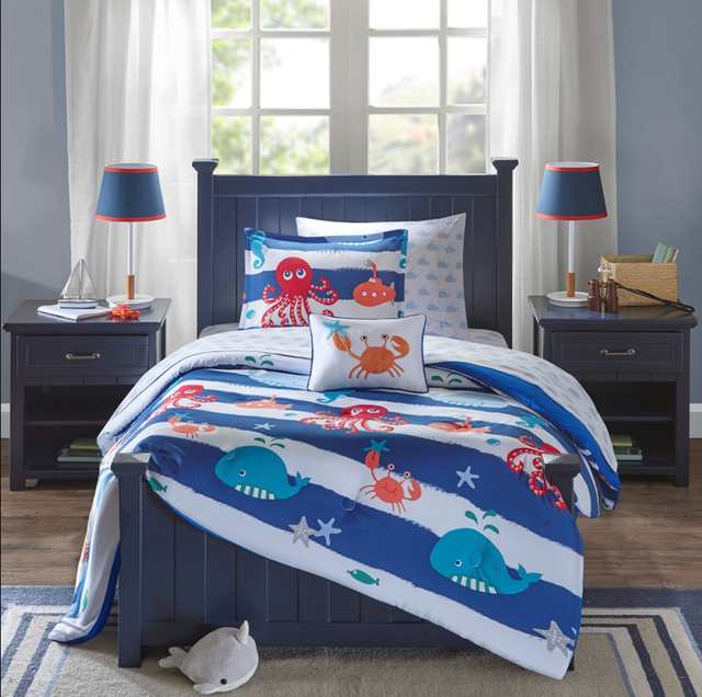 Olliix by Mi Zone Kids Sealife Blue Twin Complete Bed and Sheet Set-1