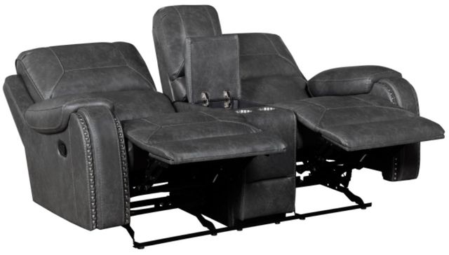 Homelegance® Newnan Gray Manual Double Glider Reclining Loveseat-2