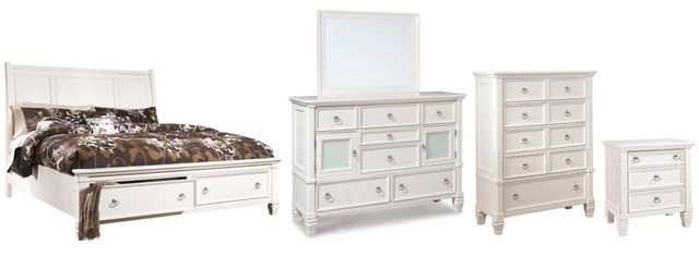 Millennium® by Ashley® Prentice 5-Piece White Queen Storage Sleigh Bed Set-0