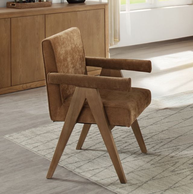 ACME Furniture Zoey 2-Piece Chocolate/Oak Arm Chair Set-1