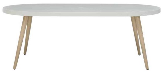 Signature Design by Ashley® Seton Creek White Oval Aluminum Outdoor Dining Table with Brown Base-1