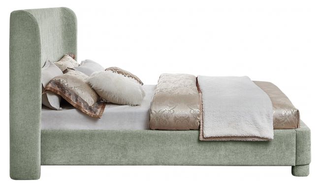 Meridian Furniture Penny Mint Green Full Chenille Fabric Upholstered Panel Bed-2