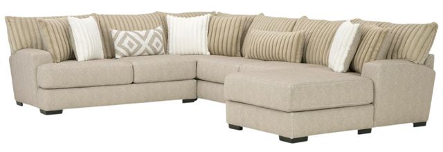 Albany Industries 3-Piece Tweed Toast Right-Arm Facing Chaise Sectional -0
