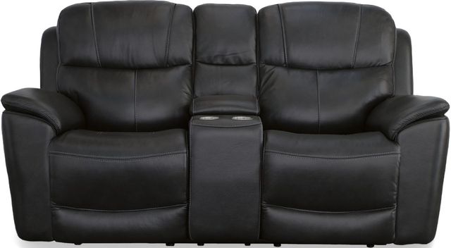 Flexsteel® Crew Raven Power Reclining Loveseat with Console and Power Headrests and Lumbar-1