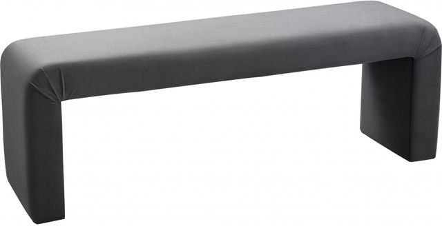 Meridian Furniture Minimalist Grey Velvet Bench-0