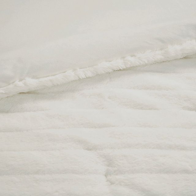 Olliix by Madison Park Amara Ivory Full/Queen Faux Fur Comforter Set-4