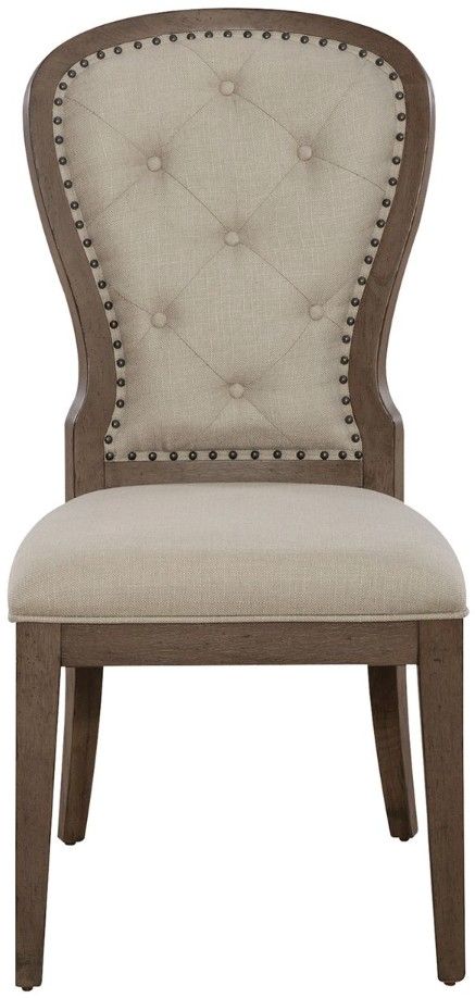 Liberty Furniture Americana Farmhouse Beige/Dusty Taupe Upholstered Tufted Back Side Chair-2