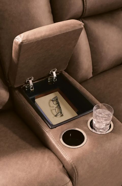 Benchcraft® Mackmenville Caramel Manual Reclining Loveseat with Console-5