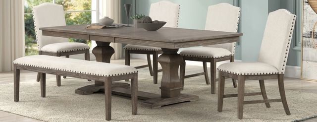 American Wholesale Furniture Victoria 7-Piece Oak/White Dining Table Set-1