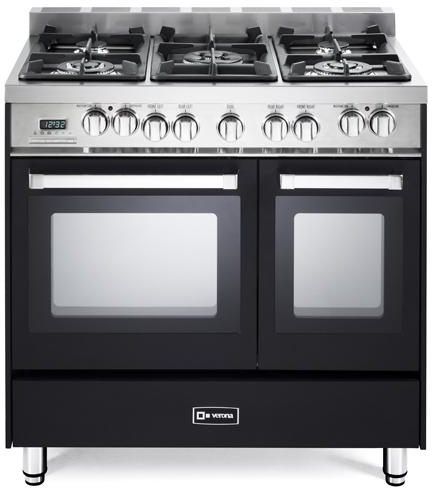 Verona® 36" Free Standing Dual Fuel Double Oven Range-Matte Black-0