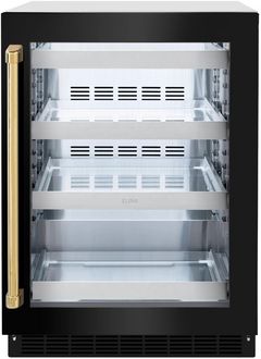 ZLINE Touchstone Autograph Edition 5.2 Cu. Ft. Stainless Steel Beverage Center with Black Stainless Steel Glass Door and Polished Gold Handle