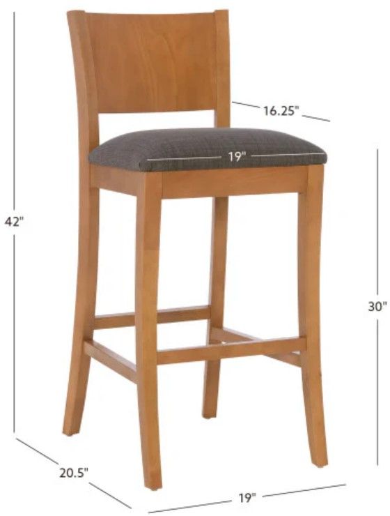 Linon Reese 2-Piece Brown/Charcoal Bar Stool Set-2