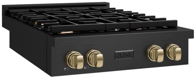 ZLINE Paramount Autograph Edition 30" Black Stainless Steel Gas Cooktop with Champagne Bronze Accents-1