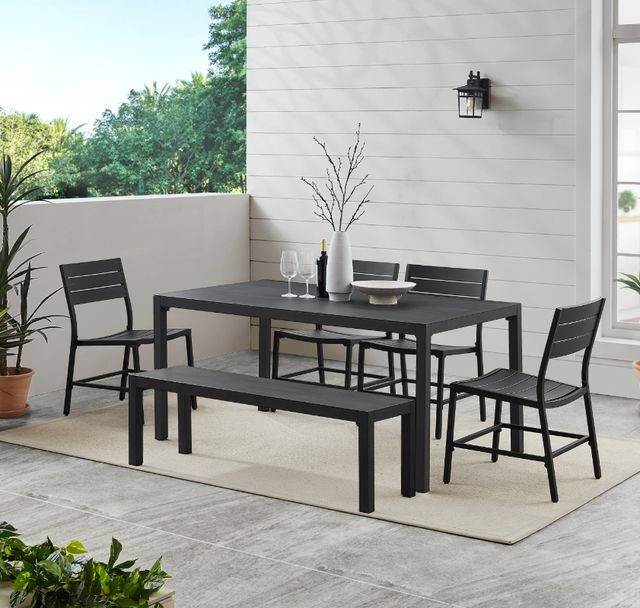 Linon Alora 7-Piece Black Aluminum Outdoor Dining Set-1