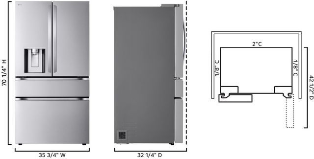LG 36 in. 24.5 Cu. Ft. Printproof™ Stainless Steel Counter Depth French Door Refrigerator-9