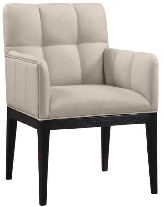 Meridian Furniture Adrian Taupe/Black Leather Upholstered Dining Arm Chair-0
