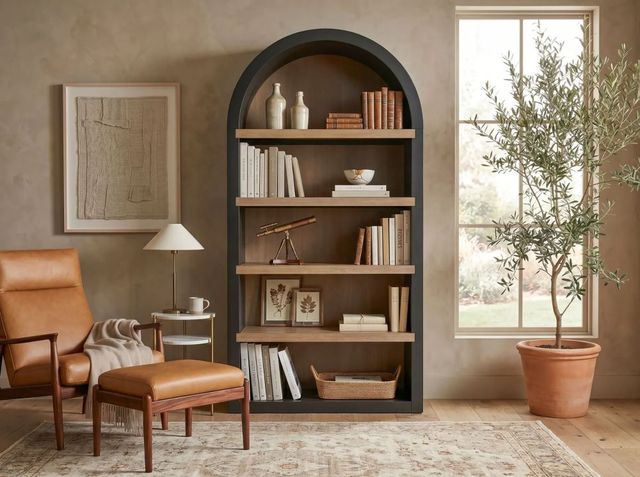 Sunny Designs™ Logan Black Magic/Oak Grove Arched Bookcase-1