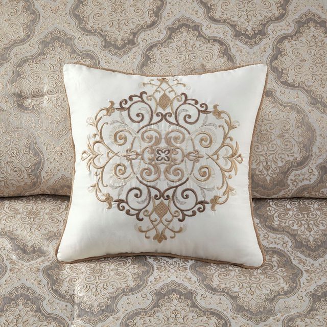 Olliix by Madison Park Mariella 7 Piece Ivory Queen Jacquard Comforter Set-3