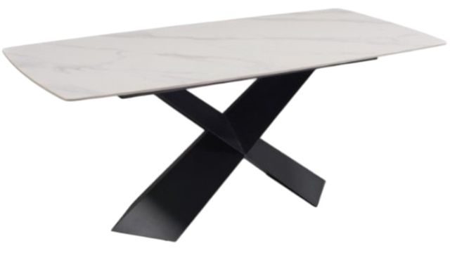 Furniture of America® Lenvik White Dining Table with Black Base-0