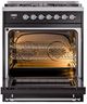 Ilve® Nostalgie II Noblesse 30'' Glossy Black Pro Style Dual Fuel Range with Chrome Trim-1