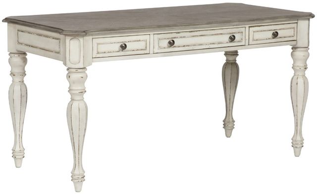Liberty Furniture Magnolia Manor 3-Piece Antique White/Weathered Bark Desk and Hutch Set-3