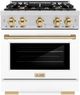 ZLINE Select Autograph Edition 30" Stainless Steel Pro Style Dual Fuel Range with White Matte Door and Polished Gold Accents-0