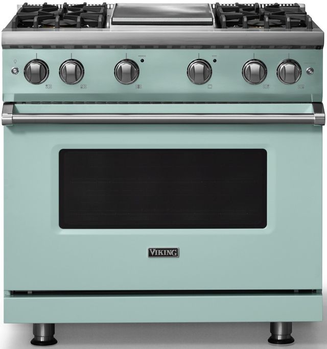 Viking® 5 Series 36" Splash Pro Style Gas (NG) Range with Polished Chrome Trim-0