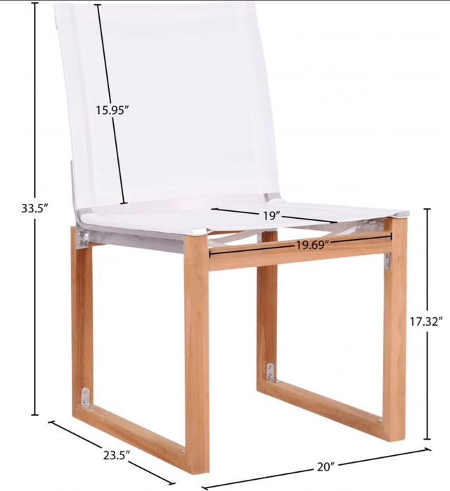 Meridian Furniture Rio Natural Teak/Off-White Fabric/Wood Outdoor Dining Side Chair-4
