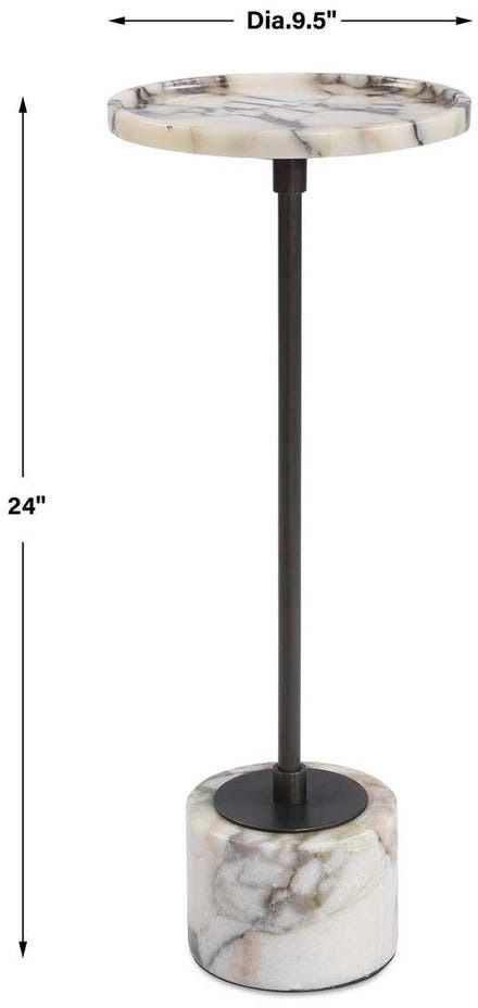 Uttermost® Brunson White Marble Drink Table with Dark Bronze Accent-2
