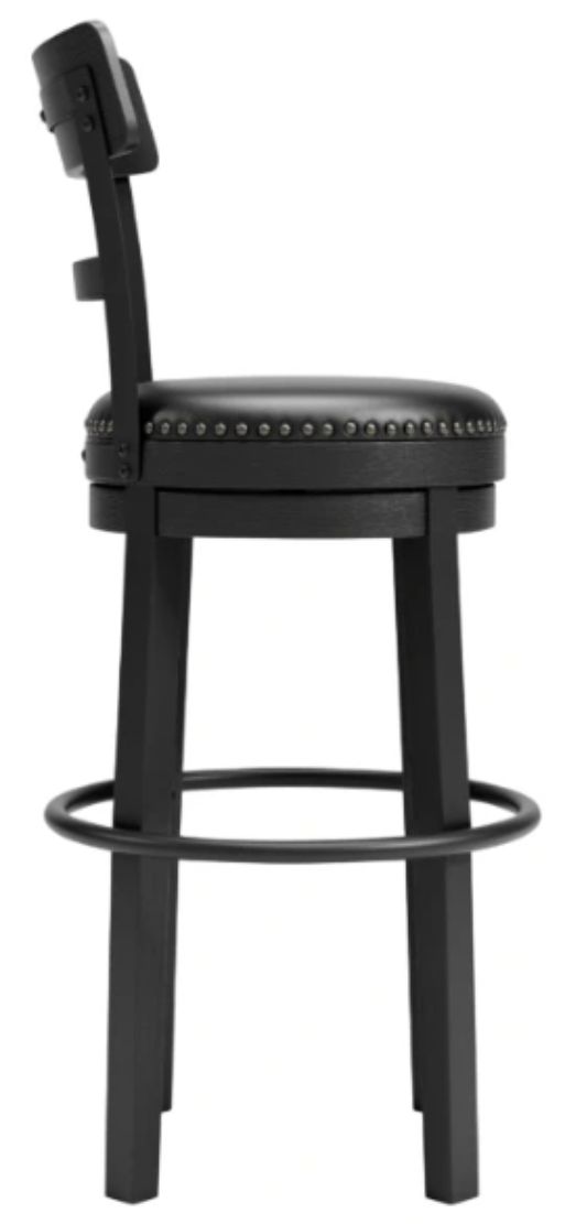 Signature Design by Ashley® Valebeck Black Tall Upholstered Swivel Bar Stool-3