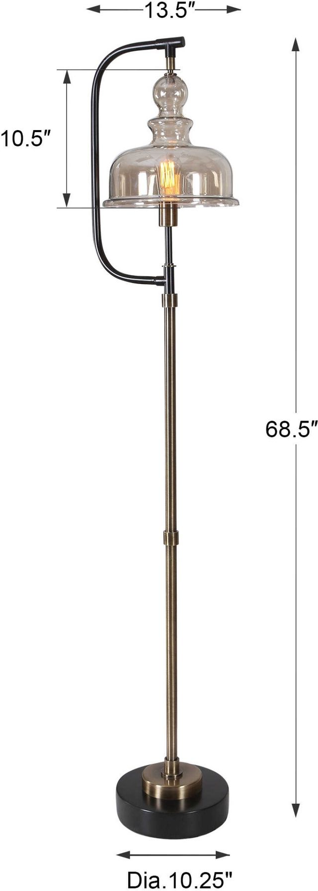 Uttermost® Elieser Antiqued Brushed Brass/Rusted Aged Black Floor Lamp-2