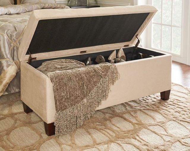 Linon Carmen Beige Shoe Storage Ottoman-1