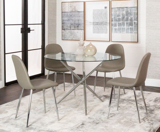 Cramco Eva Glass Top Round Dining Table with Chrome Base-1