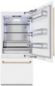 ZLINE Autograph Edition 36" 19.8 Cu. Ft. White Matte Built-In Bottom Freezer Refrigerator with Water Dispenser, Ice Maker, and Polished Gold Accents-3