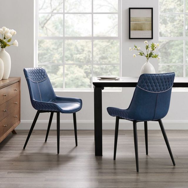 Linon August Blue Upholstered Dining Side Chair-1