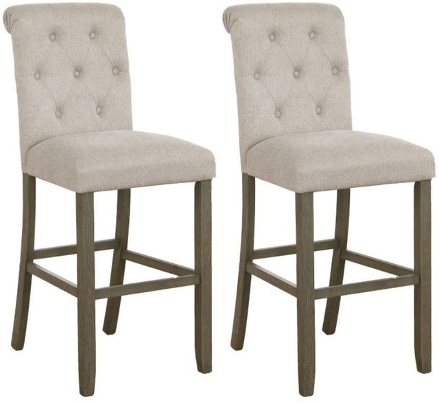 Coaster® Balboa 2-Piece Beige/Rustic Brown Tufted Back Bar Stools-0