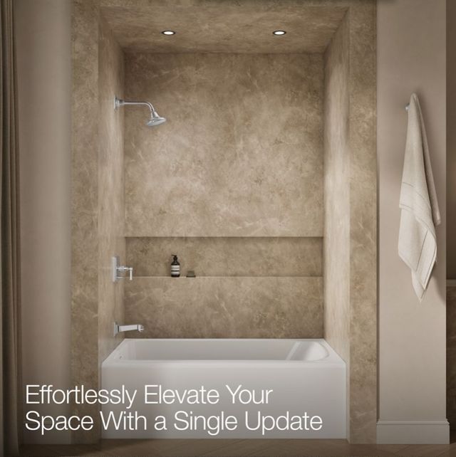 KOHLER® Pinstripe® Pure Rite-Temp® Polished Chrome 2.5 GPM Bath and Shower Trim Kit with Push-Button Diverter and Lever Handle-3