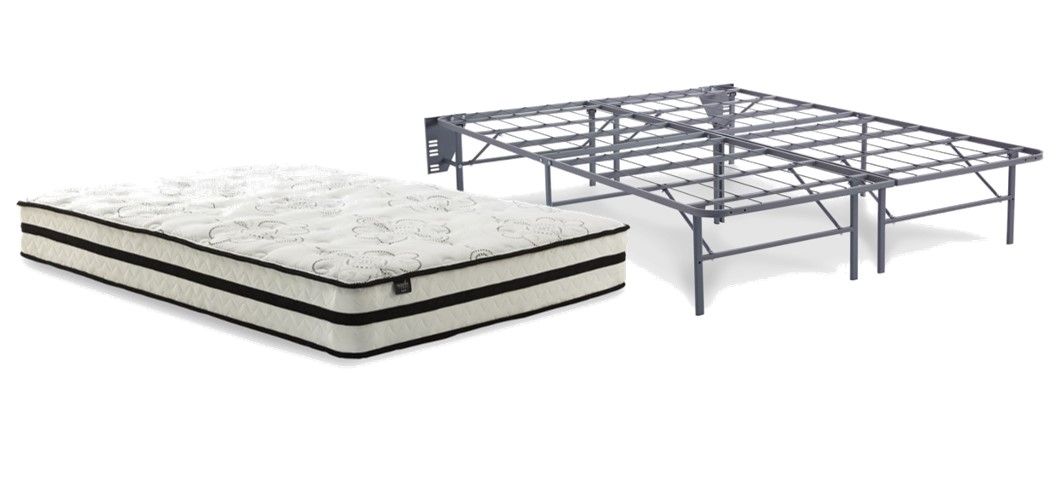 Sierra Sleep® by Ashley® Chime 2-Piece 10" Hybrid and Better than a Boxspring Foundation Queen Mattress Set