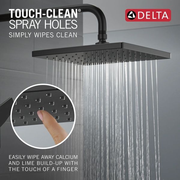 Delta Modern Monitor 14 Series 16" Matte Black Single Handle Lever Tub and Shower Trim-1